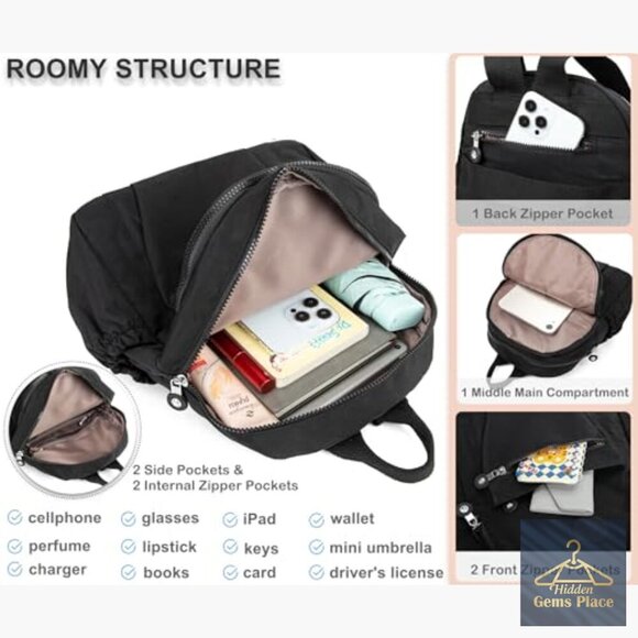 Mini Nylon Anti-Theft Backpack with Multiple Pockets for Women Travel main image 5